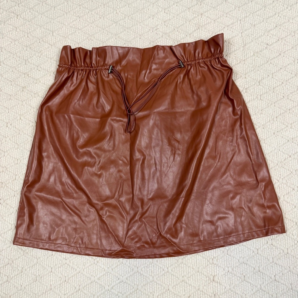 Cupshe Brown Faux Leather Paperbag Waist Mini Skirt CAA02B3K001JJ L